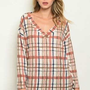 Mauve checkered tunic top
